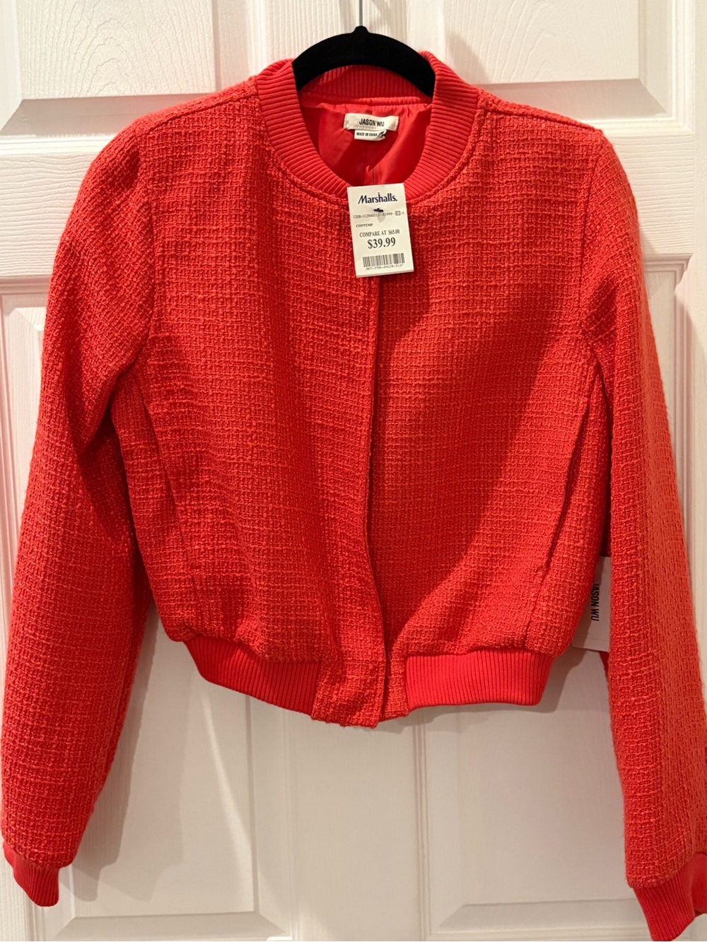 Marshalls Coral-Red Textured Bomber Jacket